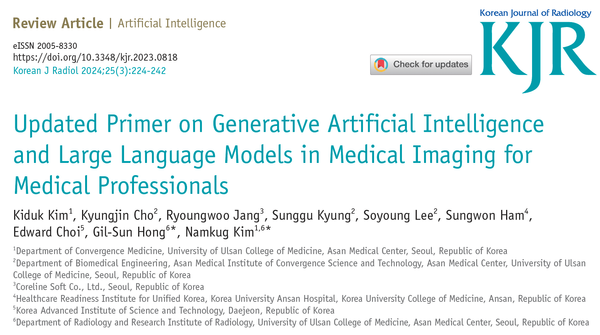 Generative Artificial Intelligence and Large Language Models in Medical Imaging for Medical Professionals  - Great Korean Publication about the keypoints